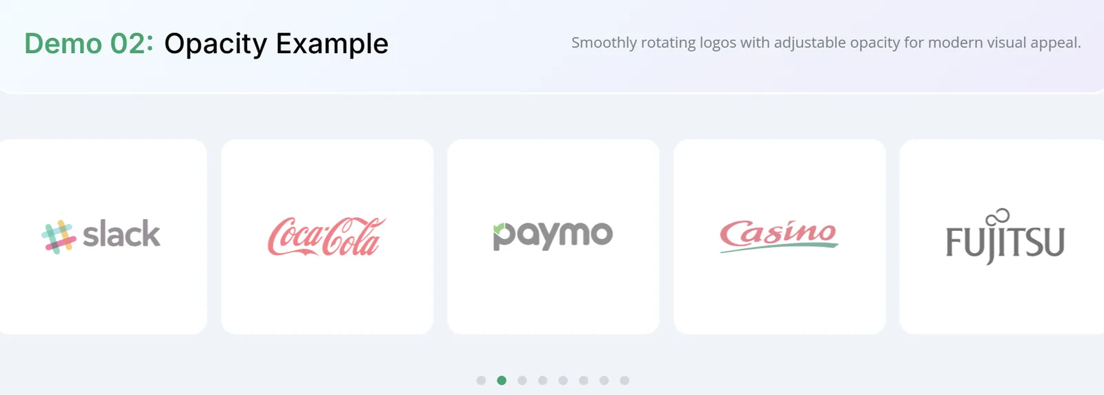 Logo carousel widget showcasing client and partner brands Logo carousel widget showcasing client and partner brands