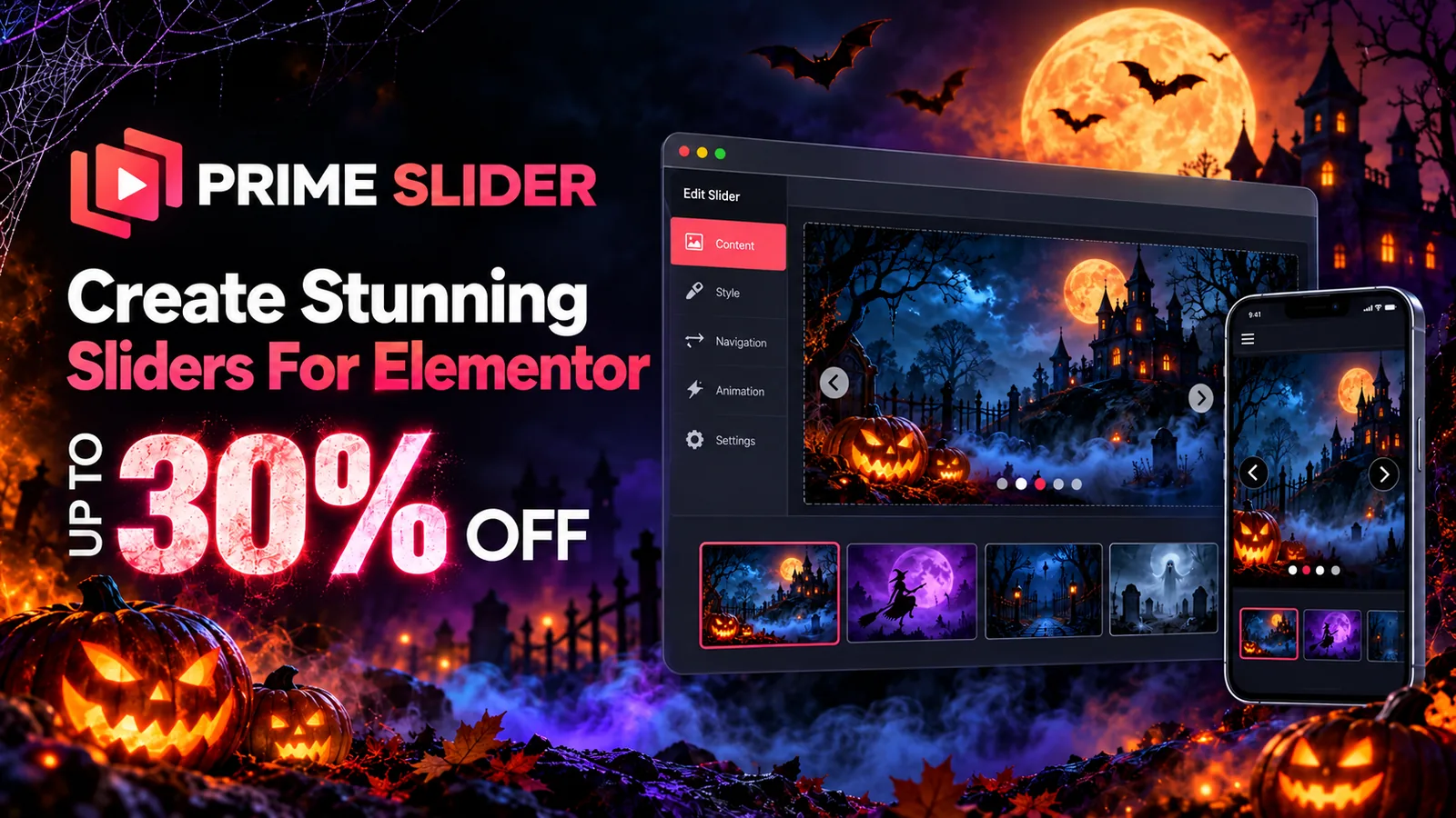 Prime Slider Halloween deal: create stunning sliders for Elementor, up to 30% off Prime Slider Halloween deal: create stunning sliders for Elementor, up to 30% off