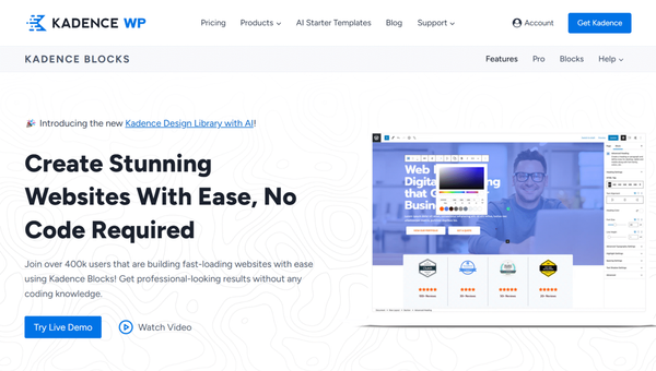 3. Kadence Starter Templates