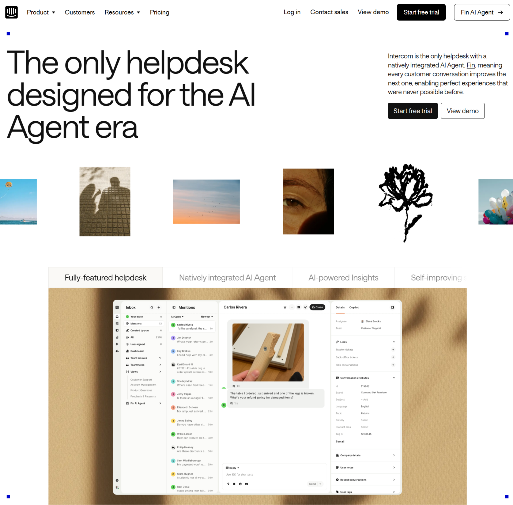 Intercom - Creative Website Layout Examples