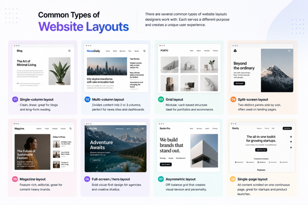 common types of website layouts common types of website layouts