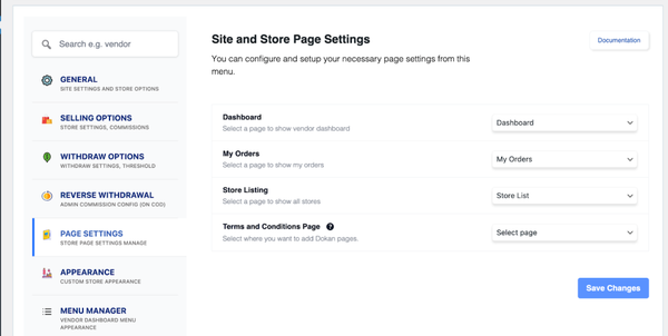 Page Settings option - Build a Profitable WooCommerce Marketplace