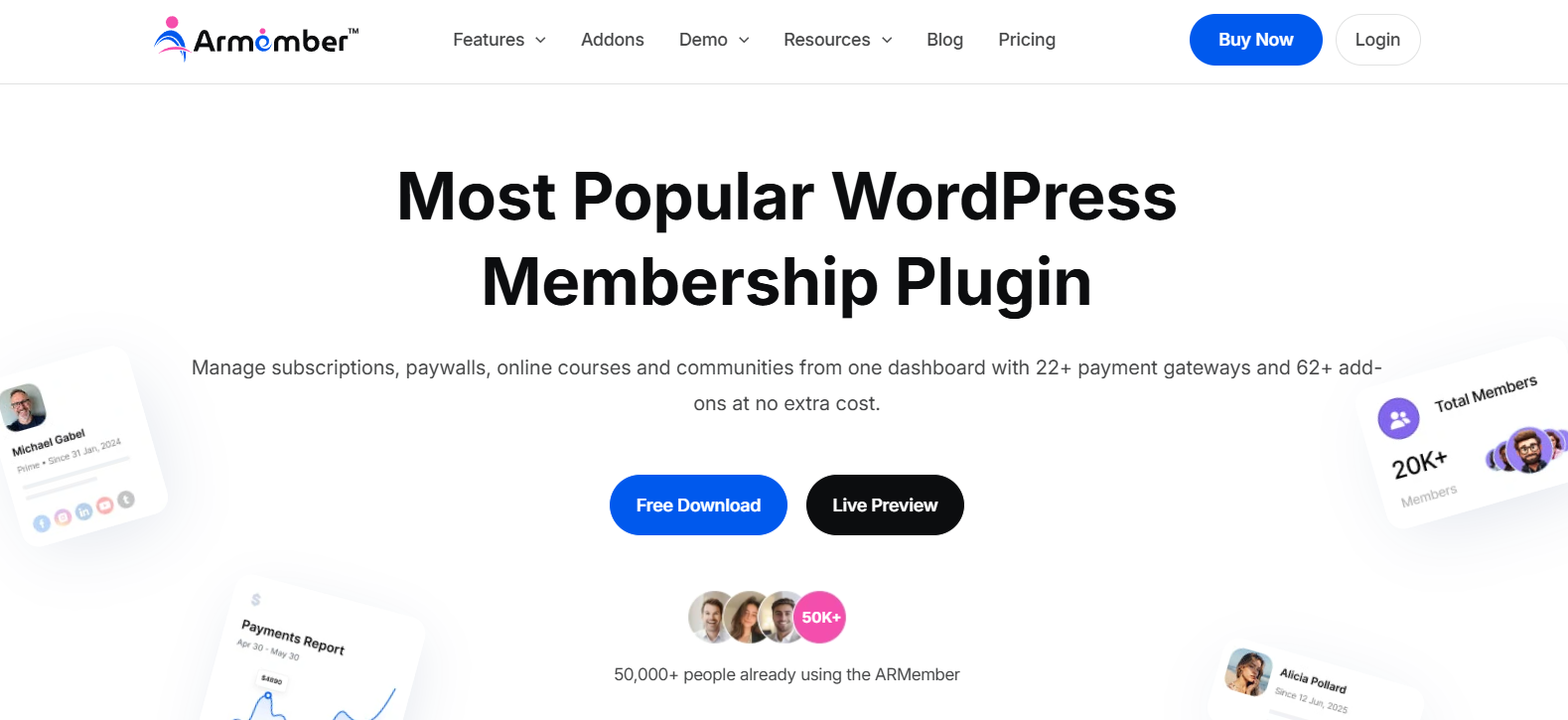 ARMember WordPress membership plugin homepage ARMember WordPress membership plugin homepage