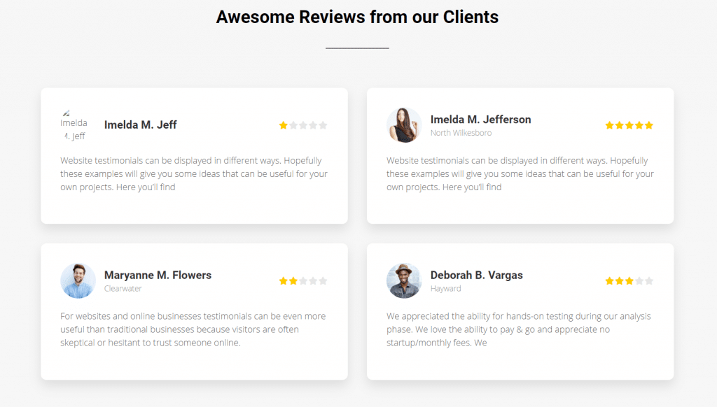 Landing Page Testimonials Section