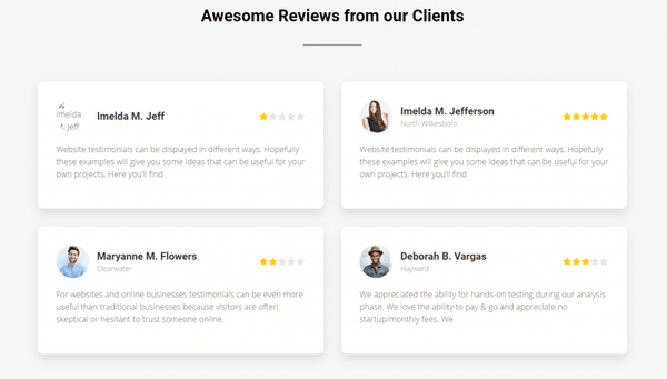 Landing Page Testimonials Section