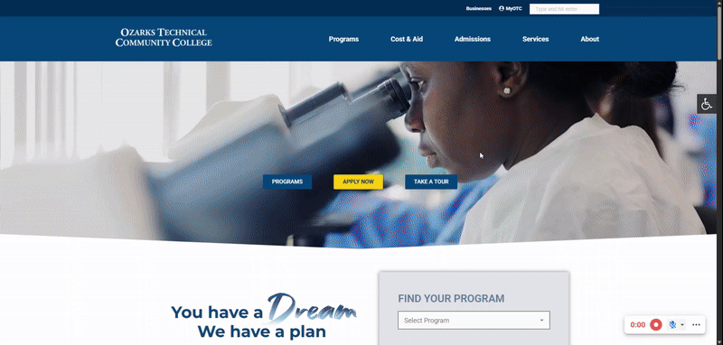 Ozarks Technical Community College - Element Pack Website Examples