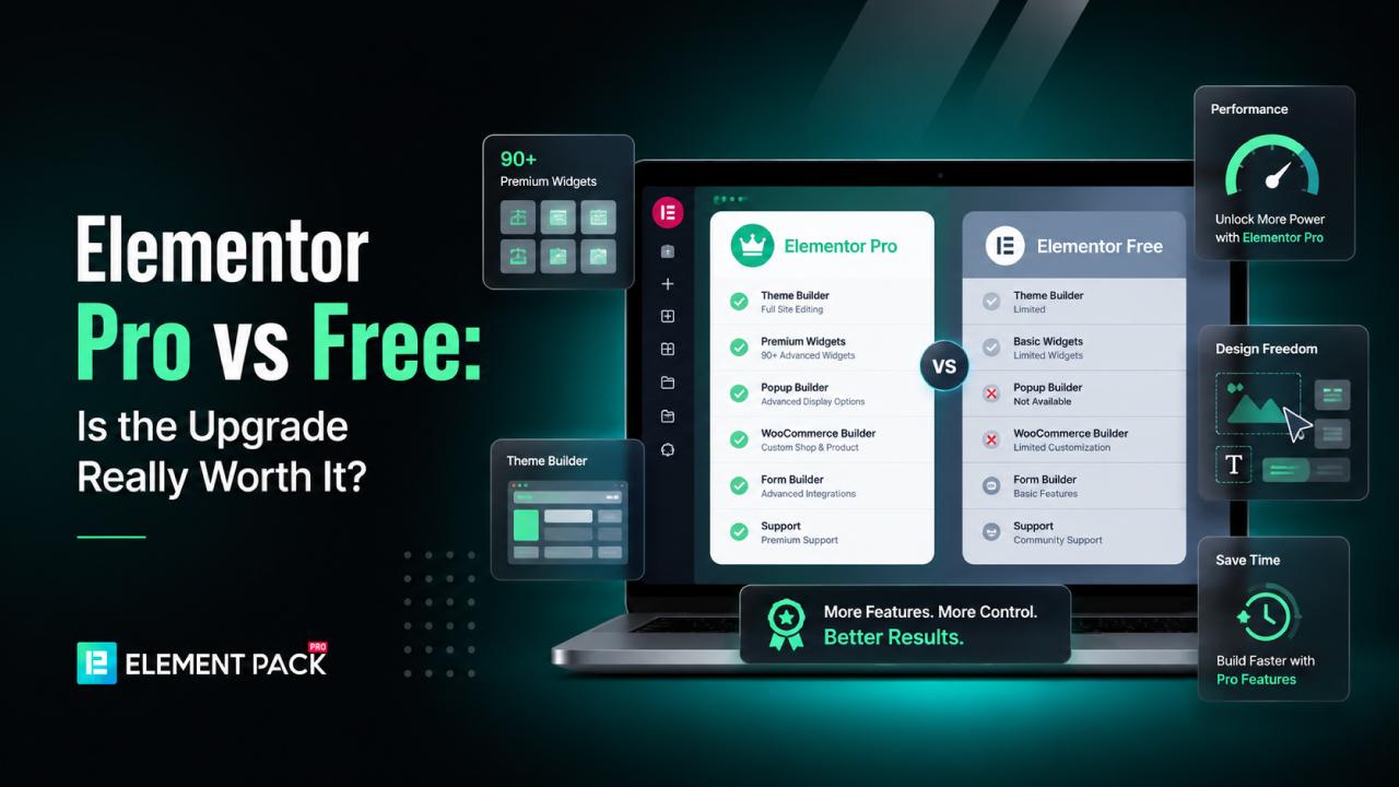Elementor Pro vs Free in 2026: Is the Upgrade Really Worth It? Elementor Pro vs Free in 2026: Is the Upgrade Really Worth It?