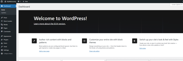 WordPress dashboard