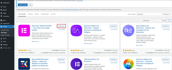 Install Elementor