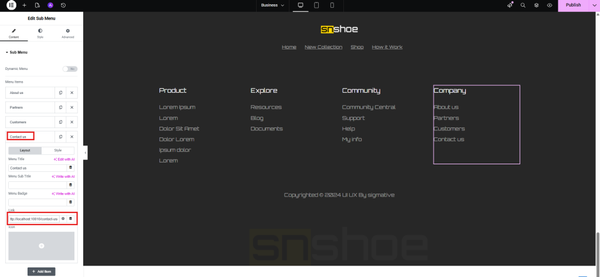 hover over the Contact Us button