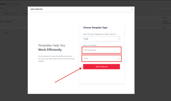 Create Template button Create Template button