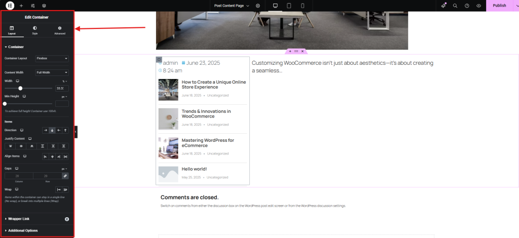 Customize the post content template