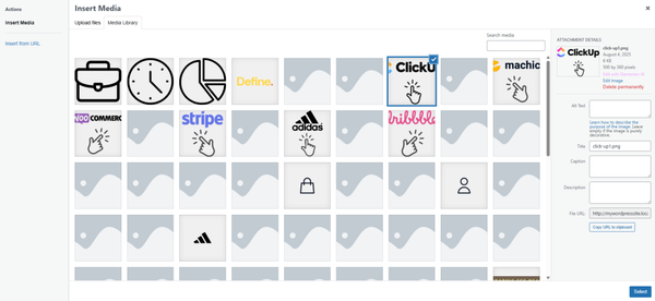 Select images from your media library Select images from your media library