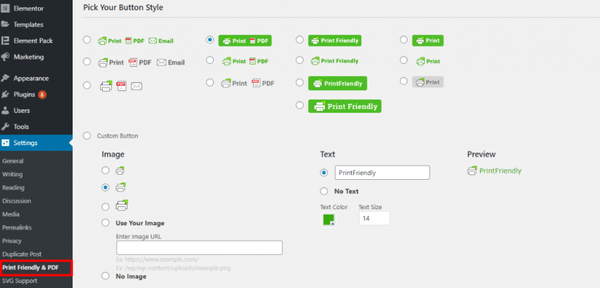 plugin settings