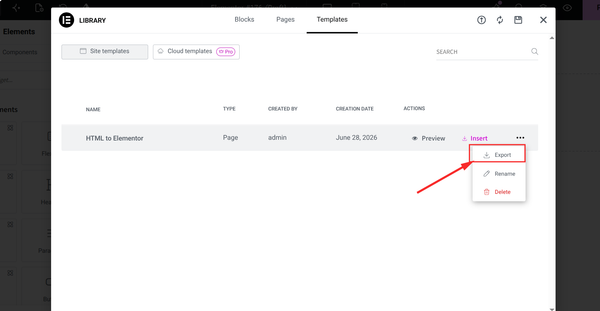 Step 4: Save as an Elementor Page Template for Reuse Step 4: Save as an Elementor Page Template for Reuse