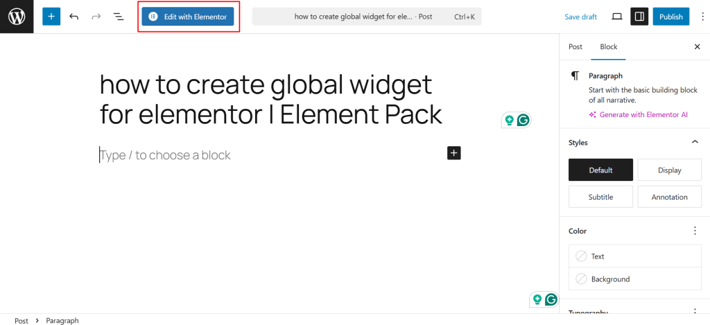 Design the Widget You Want to Reuse as Global widget in elementor