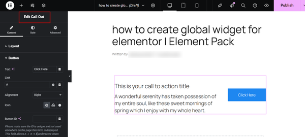 Add and customize widget for elementor global widget Add and customize widget for elementor global widget
