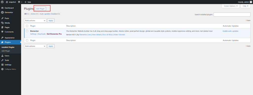 Go to your WordPress dashboard. Click on Plugins, then click Add New.