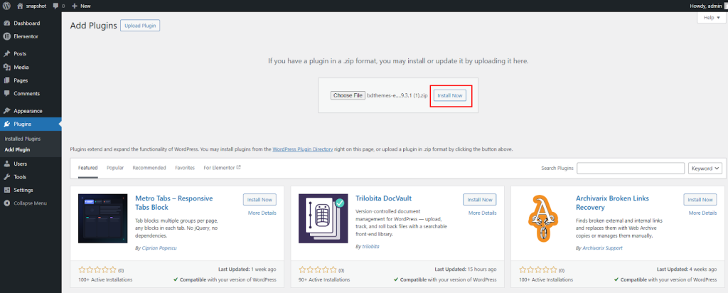 After that, click Install Now and wait a few seconds.