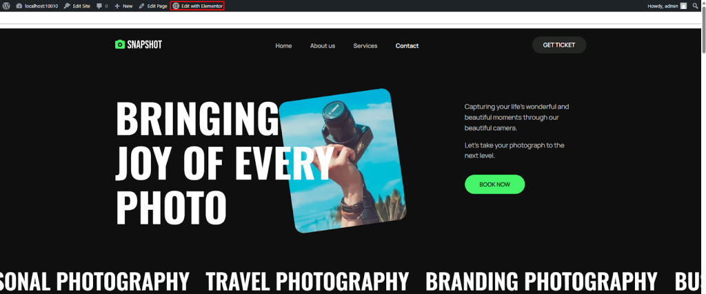 Now we will show you how to add widgets to this template. Click Edit with Elementor to start editing.
