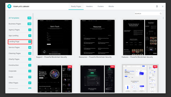 On the left side, click Landing Page. You will see many templates in the center. On the left side, click Landing Page. You will see many templates in the center.
