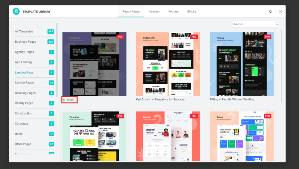 Now choose a template you like. Then click the Insert button.