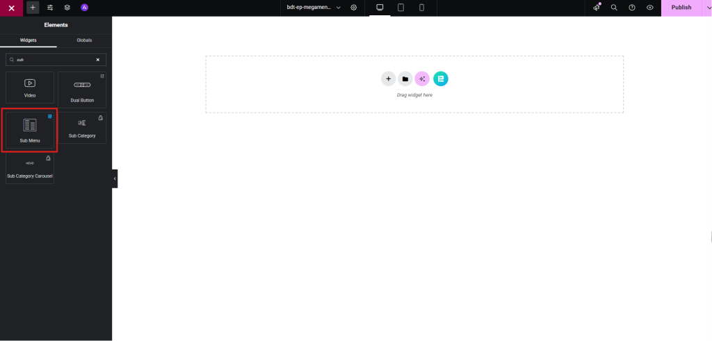 Sub-Menu widget Sub-Menu widget