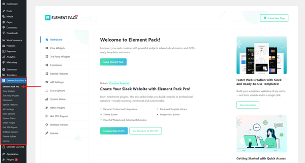 Go to Element Pack Pro from your WordPress dashboard