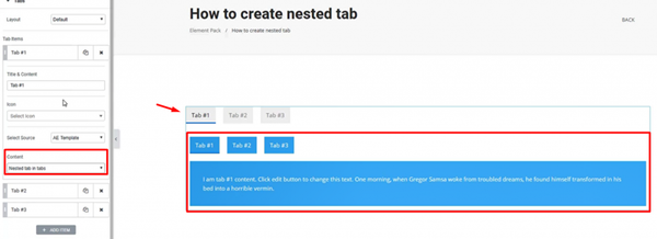 How to Create a Nested Tab in Tabs Widget in Elementor | Element Pack Pro