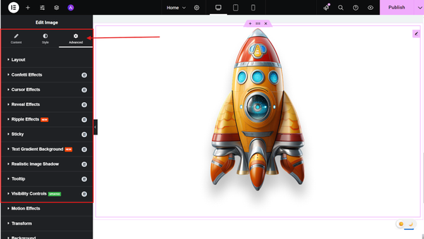 configure parallax effect for image, cursor, layout, text