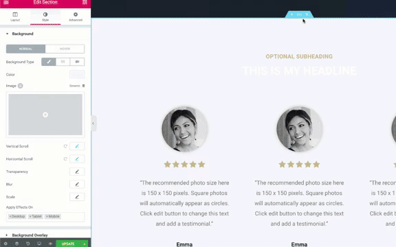 Adjust the Parallax Animation Style
