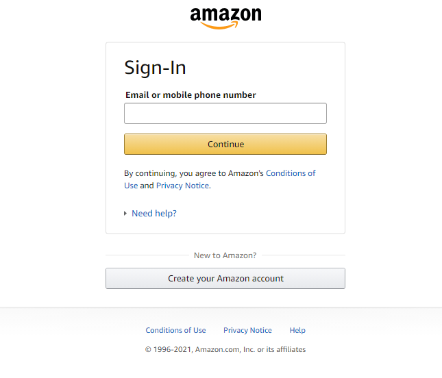 Amazon login page Amazon login page