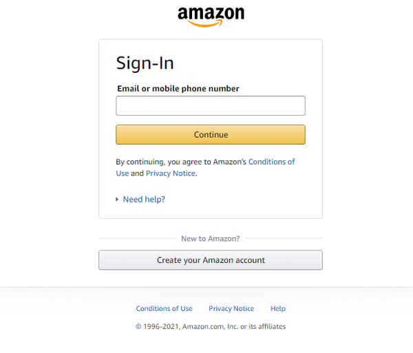 Amazon login page Amazon login page