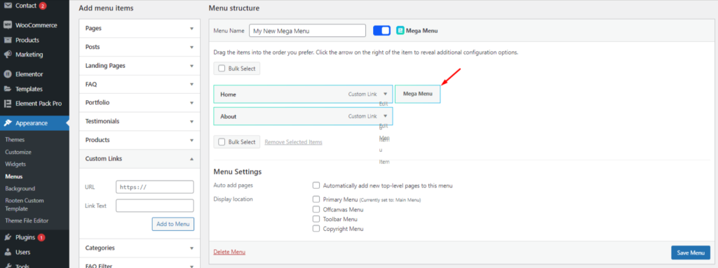 click on the small floating Mega Menu button click on the small floating Mega Menu button