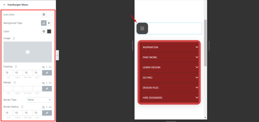 Hamburger Icon of elementor menu bar Hamburger Icon of elementor menu bar