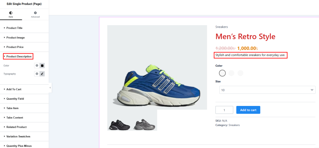 Customize the Product Description Section Customize the Product Description Section