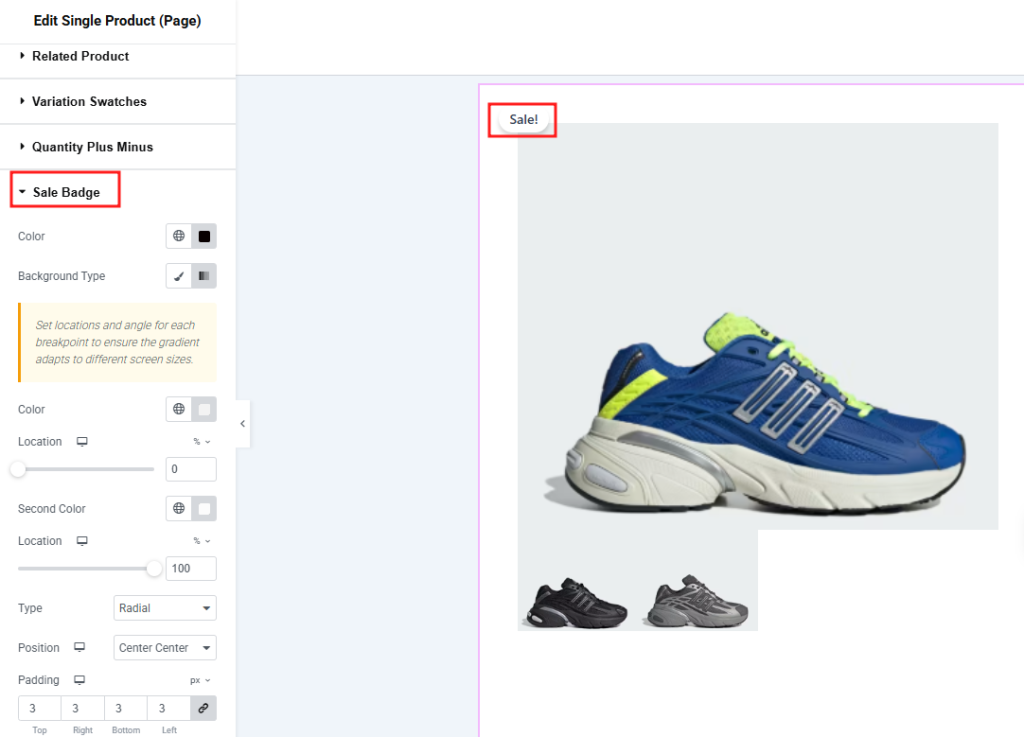 Customize the Sale Badge Section Customize the Sale Badge Section