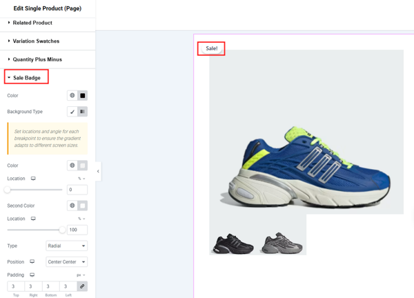 Customize the Sale Badge Section