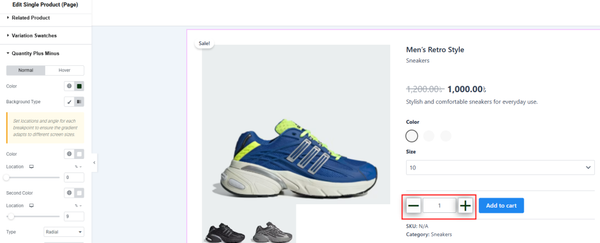 Customize the Quantity Plus Minus Section