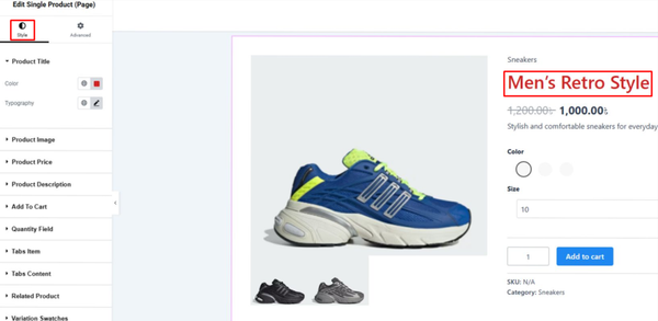 Edit Single Product Page