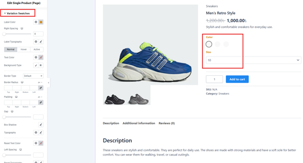 Customize the Variation Swatches Section