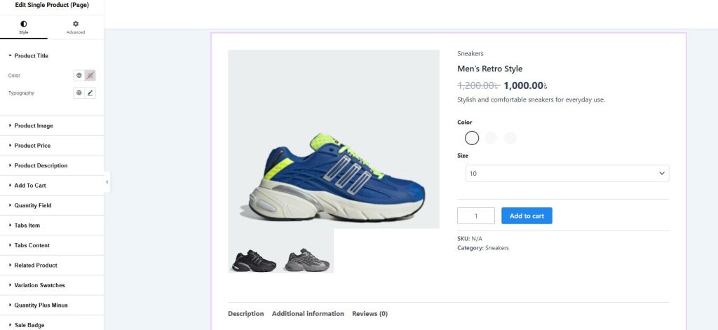 Single Product Page Widget in Elementor Single Product Page Widget in Elementor