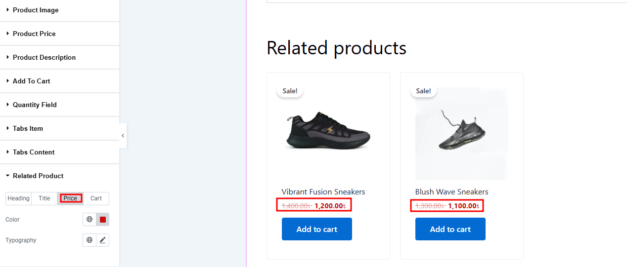 Customize Price Sub Section Customize Price Sub Section
