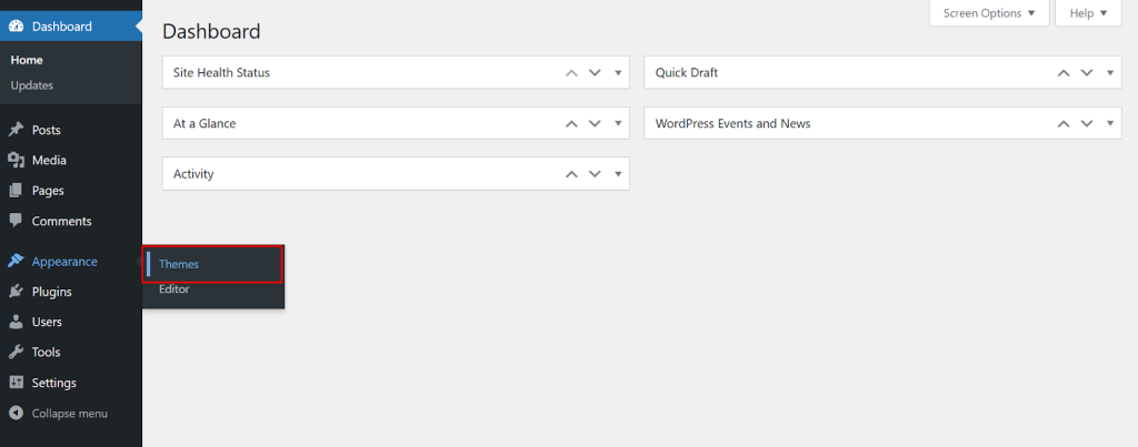Go to “Appearance” → “Themes”