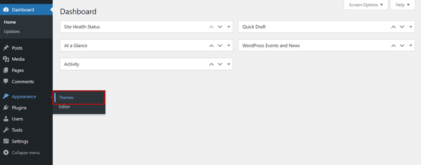 Go to “Appearance” → “Themes”