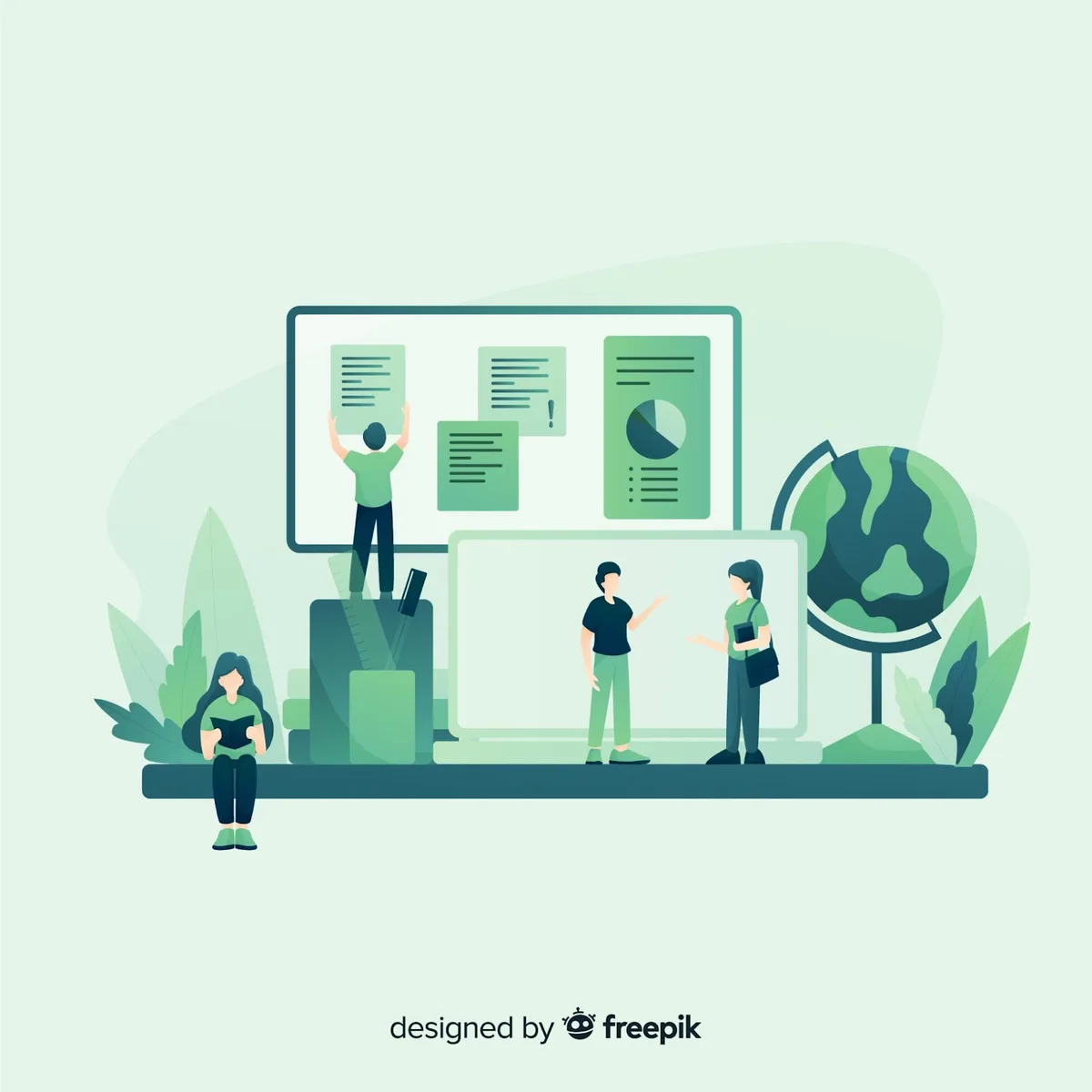 Illustration of a team collaborating in a free local WordPress development workspace Illustration of a team collaborating in a free local WordPress development workspace