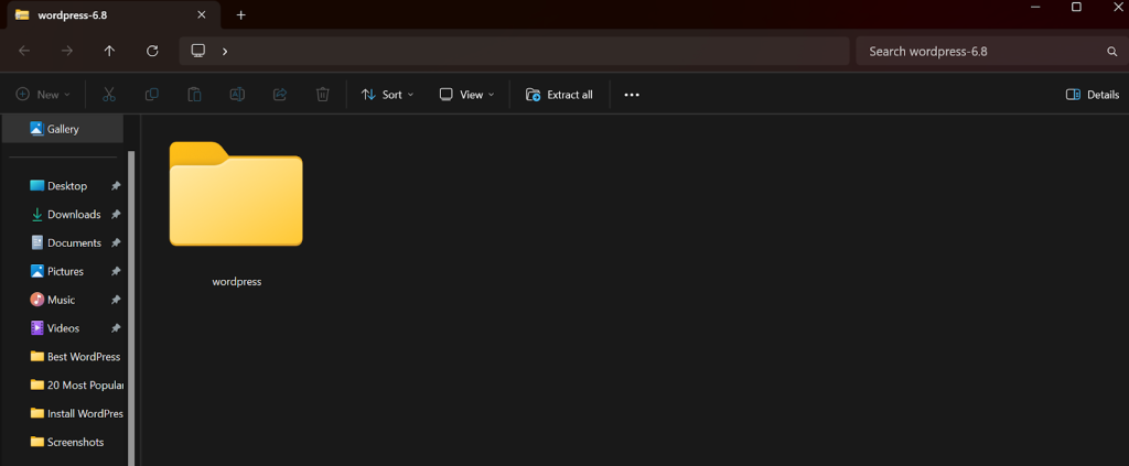 Locate WordPress Zip File on Your Local Computer