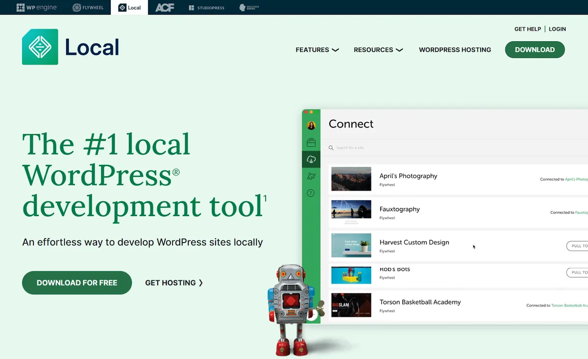 Local by Flywheel homepage for local WordPress development Local by Flywheel homepage for local WordPress development