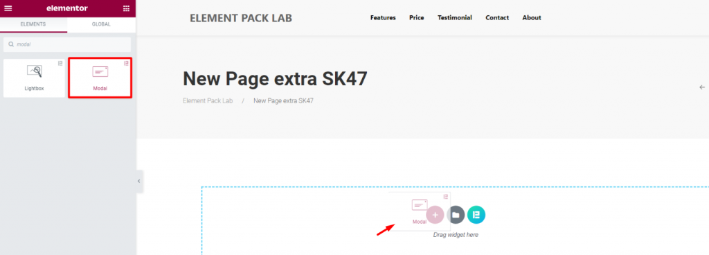 make elementor pop up with modal