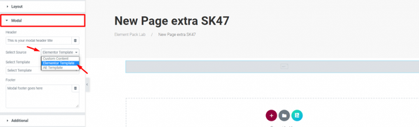 attach pop up with elementor modal